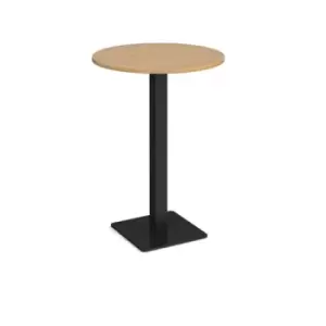 Image of Brescia circular poseur table with flat square Black base 800mm - oak