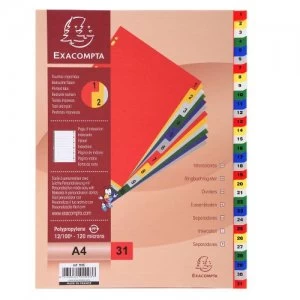 Image of Exacompta 31 Part Printed Polypropylene Index