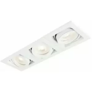 image of Loops - Triple Square Adjustable Head Ceiling Spotlight White GU10 50W Box Downlight