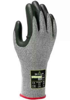 image of Showa Duracoil Grey Microporous Nitrile Coated HPPE, Polyester Work Gloves, Size 8, Medium