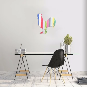 Image of Rooster - Multicolor Multicolor Decorative Wooden Wall Accessory