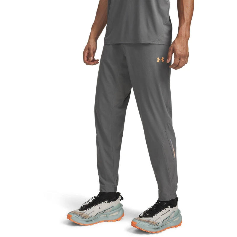 Image of Under Armour Mens Trail Run Performance Tracksuit Bottoms Green/Orange male M