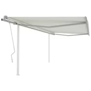 image of Vidaxl Manual Retractable Awning With Posts 4.5X3.5 M Cream