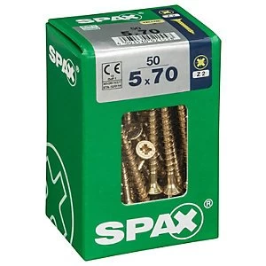 Image of Spax PZ Countersunk Zinc Yellow Screws - 5 x 70mm Pack of 50
