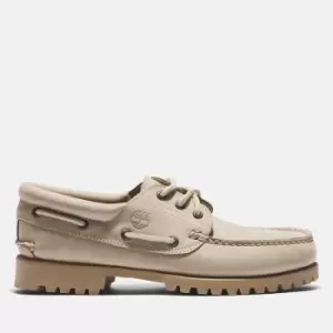 Image of Timberland Mens Authentics 3-Eye Classic Nubuck 'Monochrome' Boat Shoes - Light Brown - UK 7