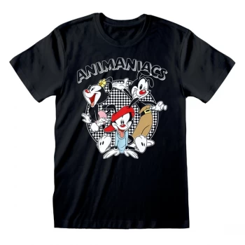 Image of Animaniacs - Chequered Logo Unisex Large T-Shirt - Black