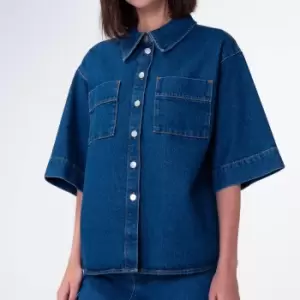 Image of Aligne Womens Giana Short Sleeve Denim Shirt - Mid Wash - UK 12