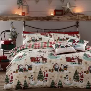 Image of furn. Jolly Santa Duvet Cover and Pillowcase Set MultiColoured