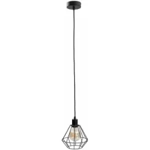 Keter Lighting - Keter Foskal Wire Frame Pendant Ceiling Light Black, 20cm, 1x E27