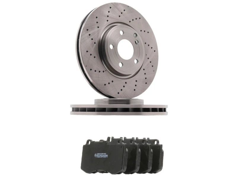 Image of RIDEX 3405B2573 Brake disc and pads set Front Axle, Brake Disc Type: perforated/vented Brake Set,disc brakes (3405)