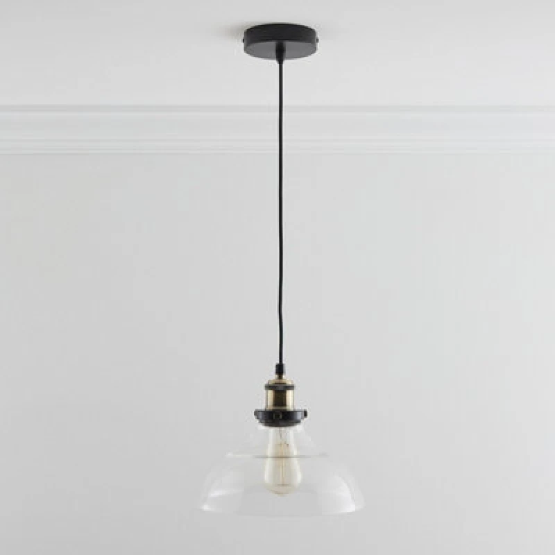 Image of K LIVING Jack One Light Hanging Clear Glass Ceiling Pendant with Filament Bulb Clear
