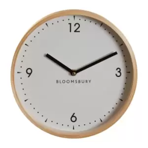 image of 25cm Circular Natural Wood Wall Clock