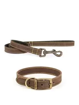 Image of Ancol Timberwolf Leather Collar Sable 39-48Cm Size 5 And Timberwolf Leather Lead Sable 1Mx19Mm