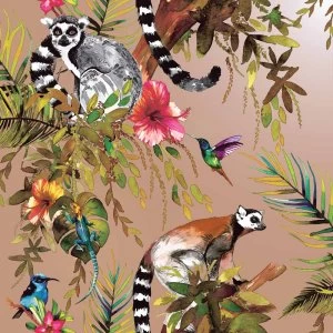 Image of Holden Lemur Rose Gold Wallpaper