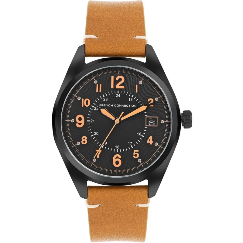 Image of French Connection Mega Round Analog Watch for Men Black male One Size