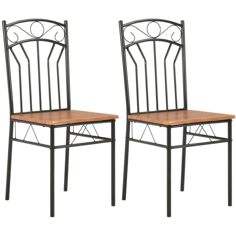 Image of vidaXL 2x Dining Chairs Brown MDF Side End Kitchen Furniture Dining Room Chair