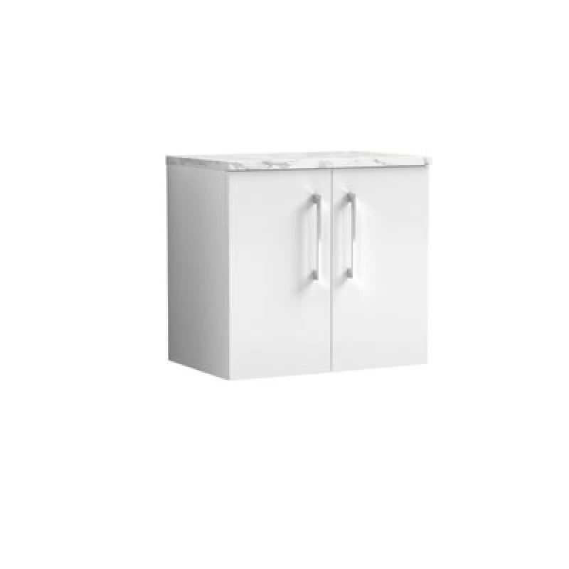 Image of Nuie Arno Wall Hung 2-Door Vanity & Laminate Top In Gloss White