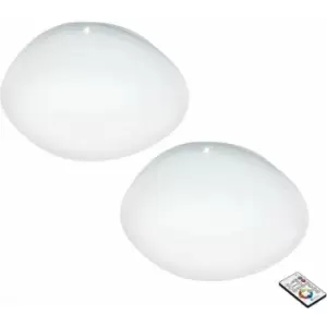 image of Loops - 2 pack Flush Ceiling Light White Shade White Plastic With Crystal Effect LED 34W