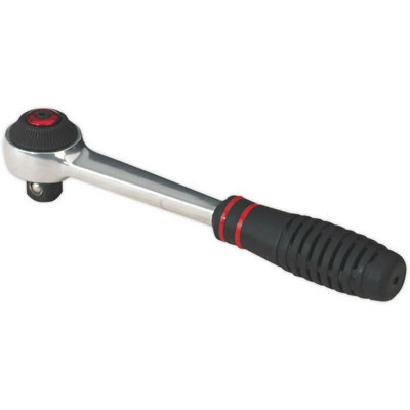 Image of Loops 72-Tooth Ratchet Wrench - 1/4" Sq Drive - Rubber Grip Handled Steel Wrench Metallics