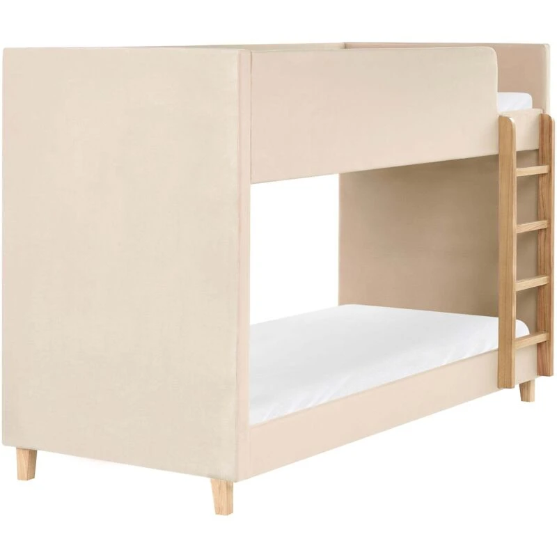 Image of Beliani Bunk Bed Velvet Chocques 90 X 200 Cm (Eu Single) Light Beige