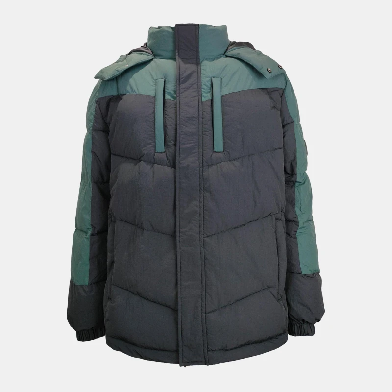 Image of Jack Wills Mens Coast Water and Wind Resistant Hooded Short Puffer Jacket Black/Pine male S