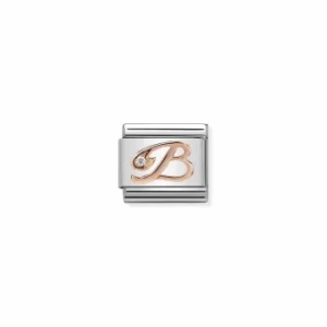 Image of Nomination Composable Classic LETTERS Steel Zircon And 9k Jewellery