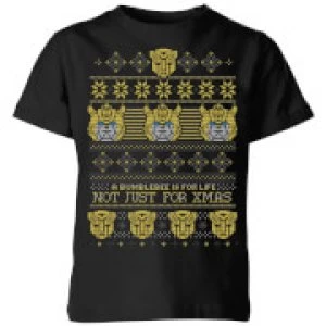 Image of Bumblebee Classic Ugly Knit Kids Christmas T-Shirt - Black - 11-12 Years