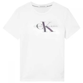 Image of Calvin Klein Jeans Reflective Monogram T Shirt - YAF Bright WHT