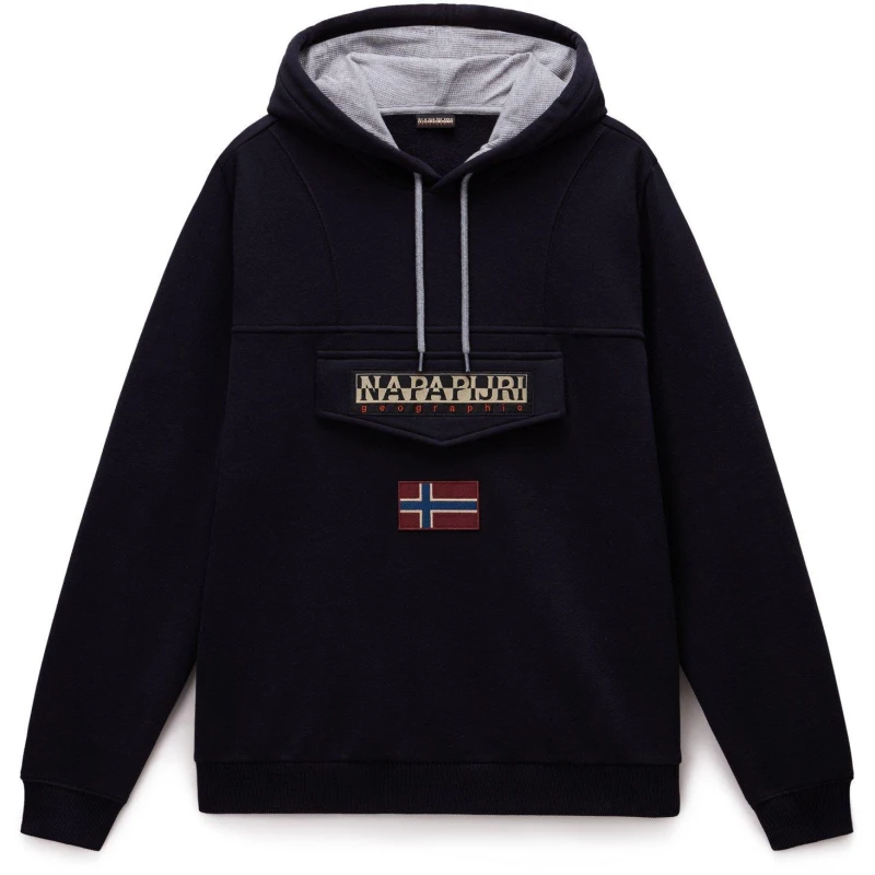 Image of Napapijri Mens Napa Burgee Pull Over Hoodie Black Beauty male XL