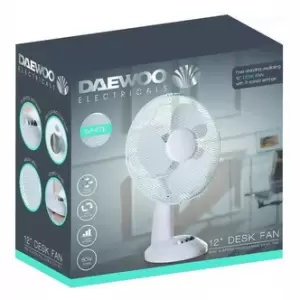 Image of Daewoo COL1063GE 12 Desk Top Fan in White 3 Speed Settings