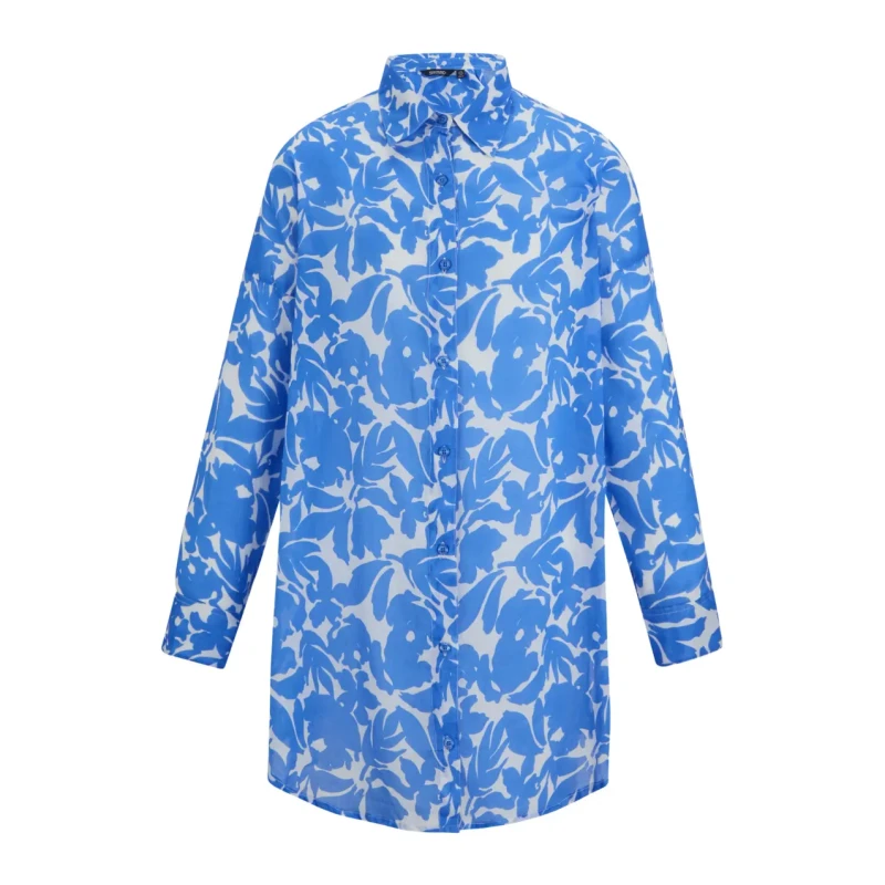 Image of Regatta Womens Prena Long Sleeved Beach Shirt in Bright Blue Size: 8 Bright Blue Female 8