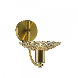 Image of Wall Lamp 1 Light Satin Brass, Crystal