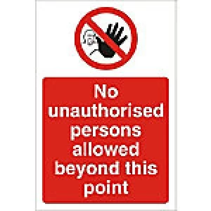 Image of Prohibition Sign No Unauthorised Persons Fluted Board 60 x 40 cm