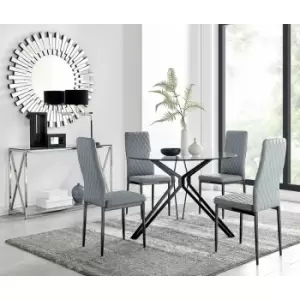 Image of Cascina Dining Table and 4 Grey Milan Black Leg Chairs - Elephant Grey