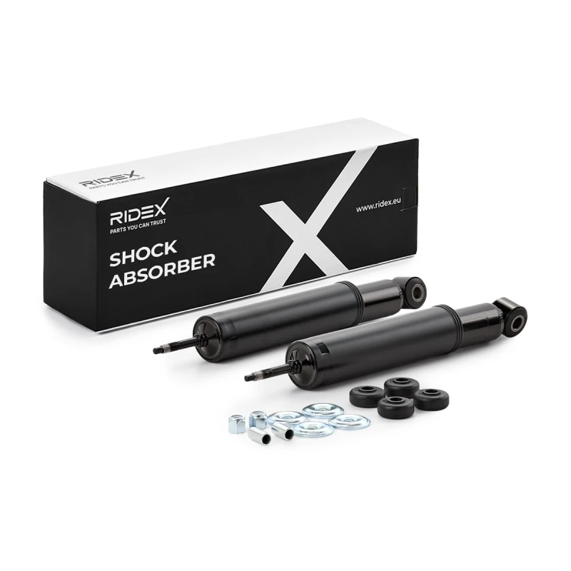 Image of RIDEX 854S19364 Shock absorber Rear Axle, Oil Pressure, Twin-Tube, Telescopic Shock Absorber, Bottom eye Shock Absorber (854)