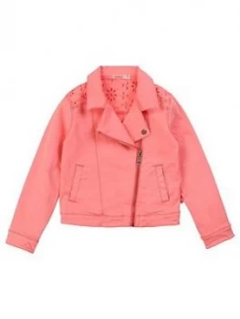 Image of Billieblush Girls Embroidered Denim Jacket - Fuchsia