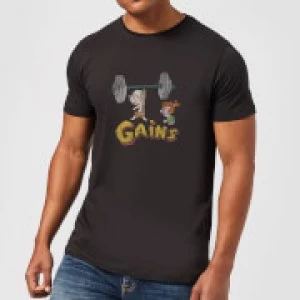 image of The Flintstones Distressed Bam Bam Gains Mens T-Shirt - Black