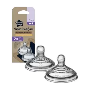 image of Tommee Tippee - Close To Nature Advanced Anti-Colic Variable Flow Teat 0+ Months (2 Pack)