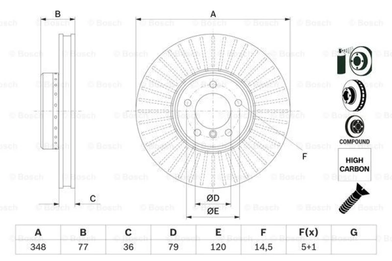 Image of Brake disc Bosch 0 986 479 E20