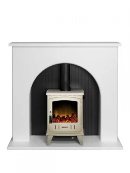 image of Adam Fire Surrounds Kirkham Stove Suite In Pure White