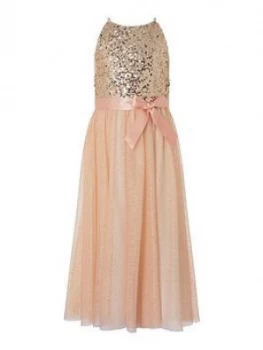 Monsoon Girls Truth Sequin Maxi Dress - Pink, Size 12-13 Years, Women