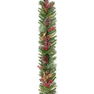 image of Premier Decorations Premier Ltd Natural Frosted Garland Berry Cone - 1.8m