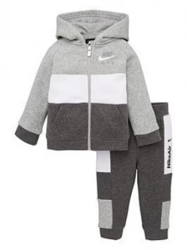 Image of Nike Sportswear Younger Boys Block Taped Tricot Tracksuit Jogger Set - Grey