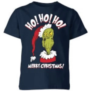 Image of The Grinch Ho Ho Ho Kids Christmas T-Shirt - Navy - 9-10 Years