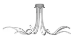 Image of Corinto Semi Flush Ceiling Light 140cm, 80W LED, 3000K, 6400lm Dimmable, Silver Chrome