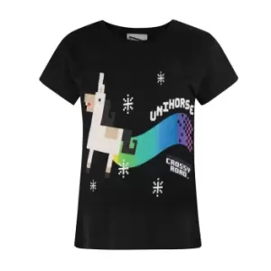 Image of Crossy Road Childrens/Girls Official Unihorse Short Sleeved T-Shirt (Years (5/6)) (Midnight Black)