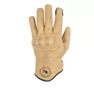 image of Helstons Sun Air Summer Leather Beige Black Gloves T11