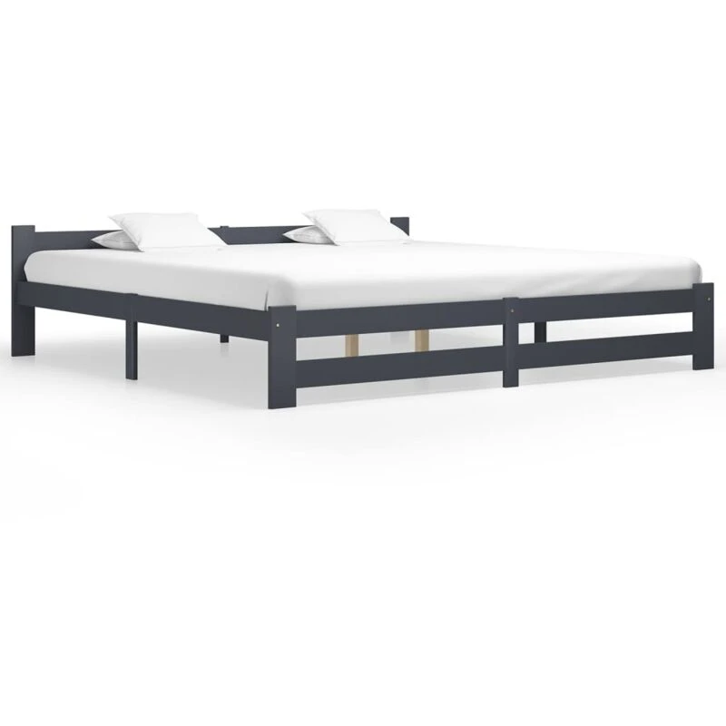 Image of VIDAXL Bed Frame without Mattress Dark Grey Solid Pine Wood 200x200cm Vidaxl 8720286290088
