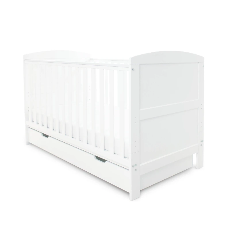 Image of Ickle Bubba Coleby Classic Cot Bed, Under Drawer And Premium Sprung Mattress - White 44-001-C3PS-801