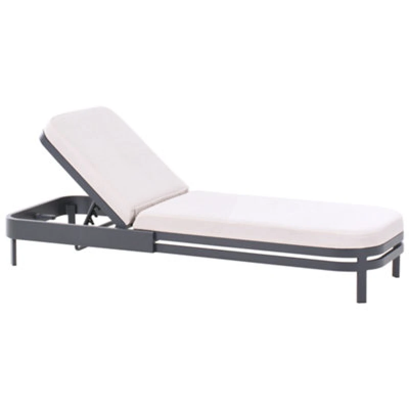 Image of Beliani Sun Lounger With Cushion Nettuno Metal Light Beige